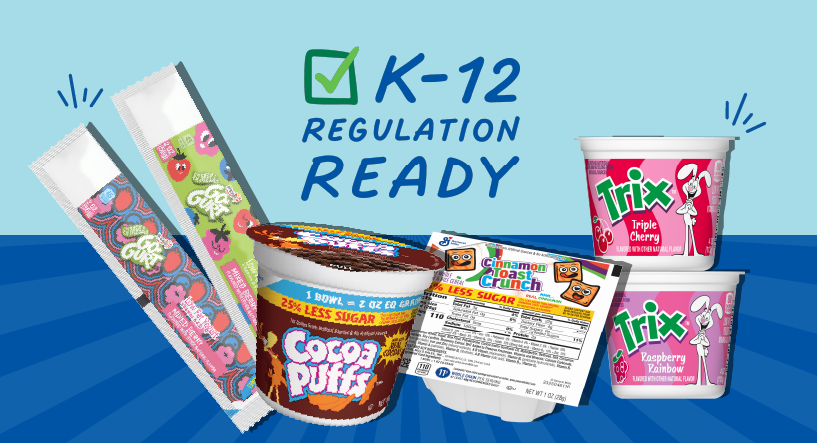 Packages of yogurt and cereal