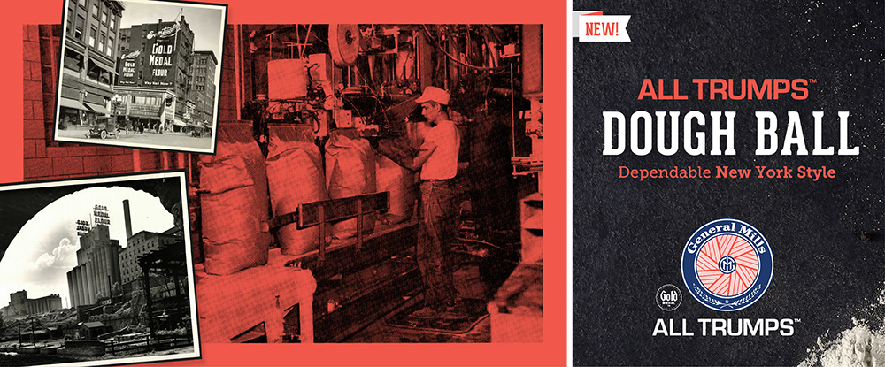 Collage of early moments in Gold Medalᵀᴹ Flour history.