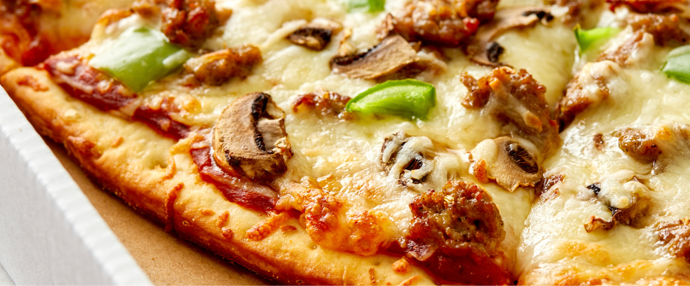  A pizza with mushroom and peppers 