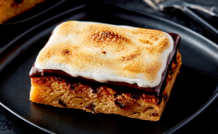Blondie topped with toasted marshmallow